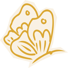 Easter Doodle Line Spring Sketch. Butterfly 