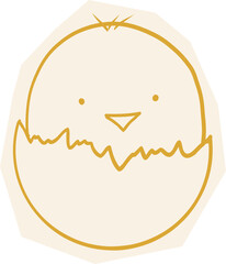 Easter Doodle Line Spring Sketch. Chick in egg