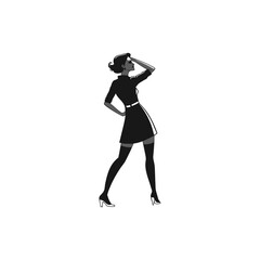 Retro fashion silhouette of a woman in a dress and heels