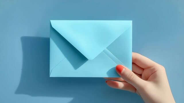 空色背景に白い正方形封筒と赤い通知ドットを添えた明るい連絡イメージ