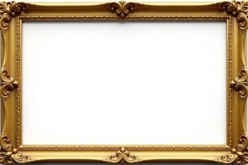 Elegant gold frame isolated on white background, opulent, square