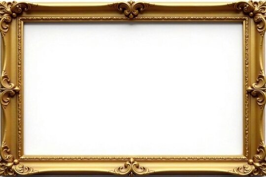 Elegant gold frame isolated on white background, opulent, square - Powered by Adobe