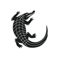 Stylized black crocodile silhouette with detailed scales