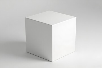 White cube on a white background, a simple geometric shape with clean lines and a minimalist aesthetic, perfect for graphic design and presentations