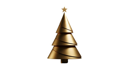 Fototapeta premium Elegant golden christmas tree decoration isolated on transparent background