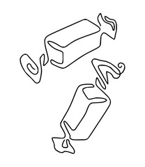 Delightful single line art of wrapped candies, perfect for sweet treat designs, modern minimalist confectionery branding, or playful, elegant graphic elements