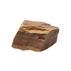 A Single Piece Of Rusty Brown Rock With Golden Stripes Isolated On A Transparent Background With Soft Studio Lighting