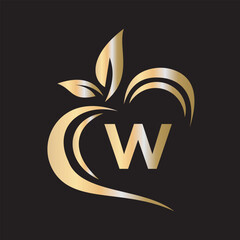 Eco Logo combine with letter W vector template