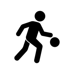 Silhouette of a person dribbling a basketball stick figure icon vector.