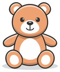 Adorable cartoon teddy bear illustration featuring a friendly brown plush toy character