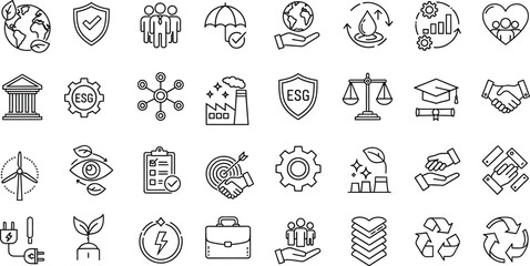 Obraz premium Collection of abstract business and finance icon illustrations in black