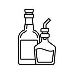 Line art illustration of two bottles, one with a dispenser, commonly used for oil or vinegar