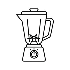 A simple line art illustration of a kitchen blender with a pitcher and base, used for mixing food