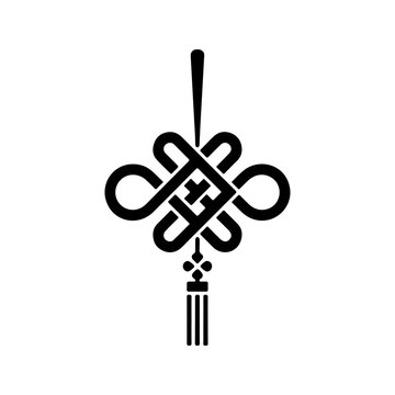 Silhouette of a chinese knot or mystic knot endless knot.