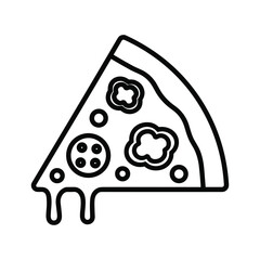 Slice of pizza with melted cheese and toppings, a classic italian fast food, isolated on