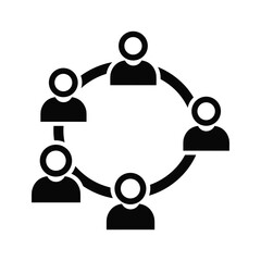 Team collaboration icon with five people connected in a circular network
