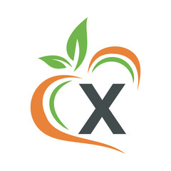 Eco Logo combine with letter X vector template