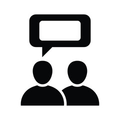 Two people discussing with speech bubble icon isolated on