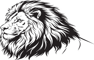 Lion Head Profile Black and White Vector Illustration | Graphic Design Element for Logos, Mascots, and Branding