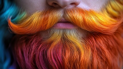 Bright colors blend spectacularly in a uniquely styled beard, capturing individuality and artistic flair