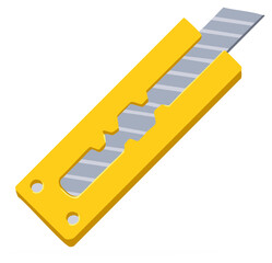 Yellow utility knife with extendable retractable blade for cutting and crafting
