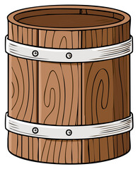 Wooden Barrel Vector Illustration for Storage or Beverage Container