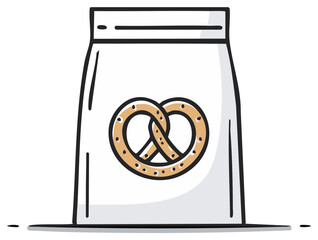 Pretzel Snack Bag Illustration, Salty Treat Packaging, Food Packaging Design, Grocery Shopping, Baked Goods, Hand Drawn Style