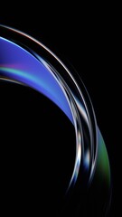 Abstract glass shape with neon reflections, vertical orientation, 3d render