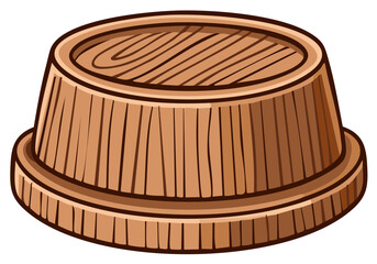 Wooden Bucket Illustration Antique Style Farm Water Container Cartoon Clip Art