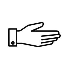 Hand pointing or gesturing to the side, representing direction, instruction, invitation, or presentation