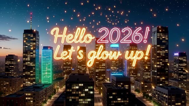 Spectacular city skyline celebrating the year 2020 - Powered by Adobe