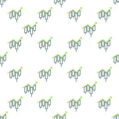 Trading Analysis vector Candlestick Chart with arrow seamless pattern in outline style