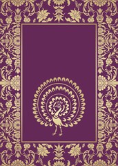 peacock, feathers ,wedding card design, royal India	