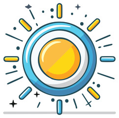 Cartoon Sun Illustration with Shining Rays, Bright Light Icon for Summer and Energy