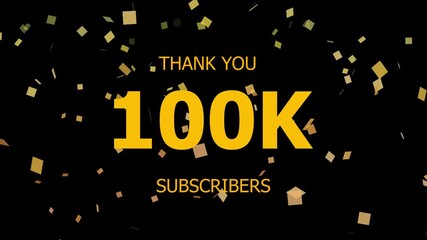 Thank You 100K. Subscribers Celebration 100k. Animation with Black Background Subscription Logo Animation Videos. Thank you followers congratulation. subscribers modern animation banner design.