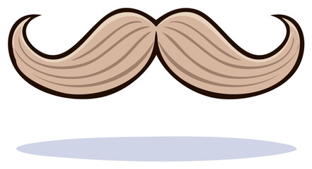 Stylized cartoon mustache with curled ends and a shadow illustration