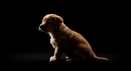 Dramatic Puppy Rim Light Portrait in Studio