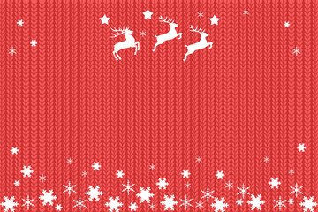 雪とシカまたはトナカイ、ニット編み物の背景イラスト