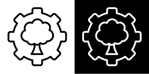 Tree With Gears  Icon Set Multiple Style Collection
