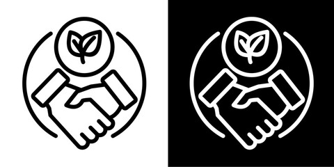 Eco Handshake  Icon Set White Style Collection
