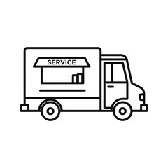 A service truck with service written on its side, representing delivery or mobile assistance