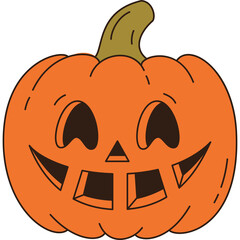 Halloween Jack O Lantern Pumpkin With Carved Face And Stem Isolated On Transparent Background