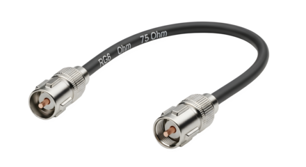Coaxial cable with fconnectors on each end for connecting devices together