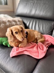 puppy sleeping on a couch