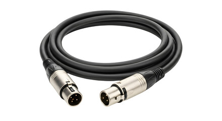 Black xlr cable with metal connectors for audio equipment connectivity use
