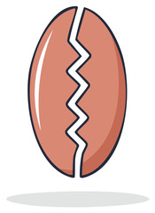 Broken eggshell with a jagged crack and cast shadow