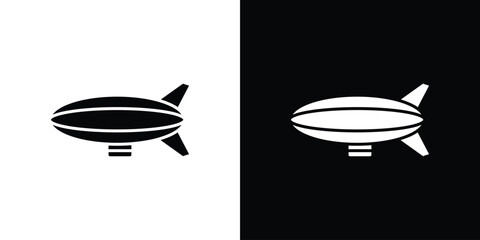 Airship icon in glyph shilhouette black and white colors © Win