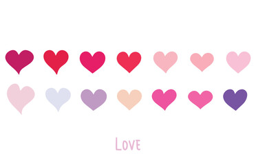 Collection of Colorful Hand Drawn Love Hearts. Ideal for use in Valentine's Day greeting cards, wedding invitations, romantic social media posts, or any design project related to love, passion.