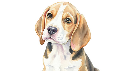 Watercolor Beagle Puppy in Pastel Tones