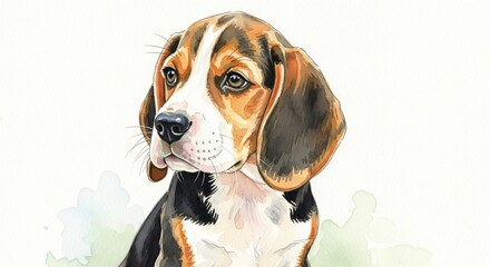 Soft Pastel Watercolor Painting of a Puppy